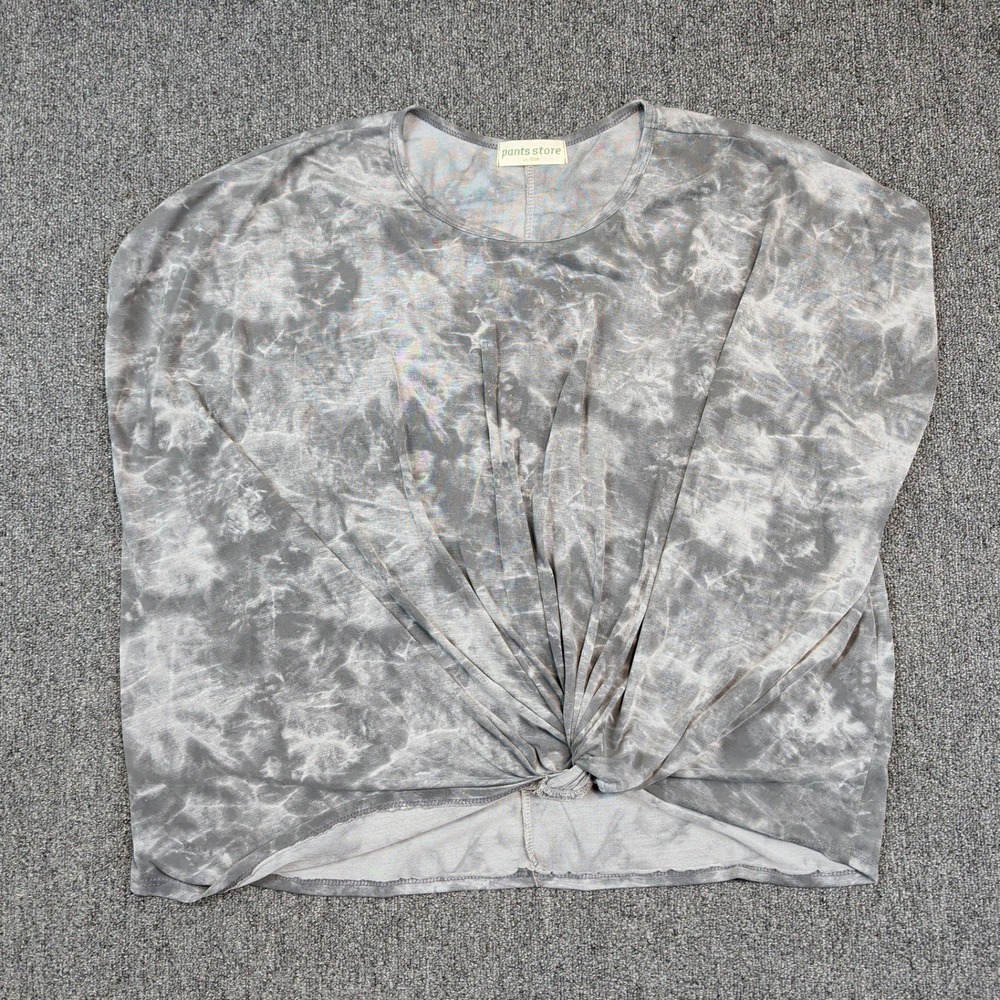 Pants Store Vintage Front Knot Tie Dye Top M Grey Metallic Shimmer Y2K Grunge